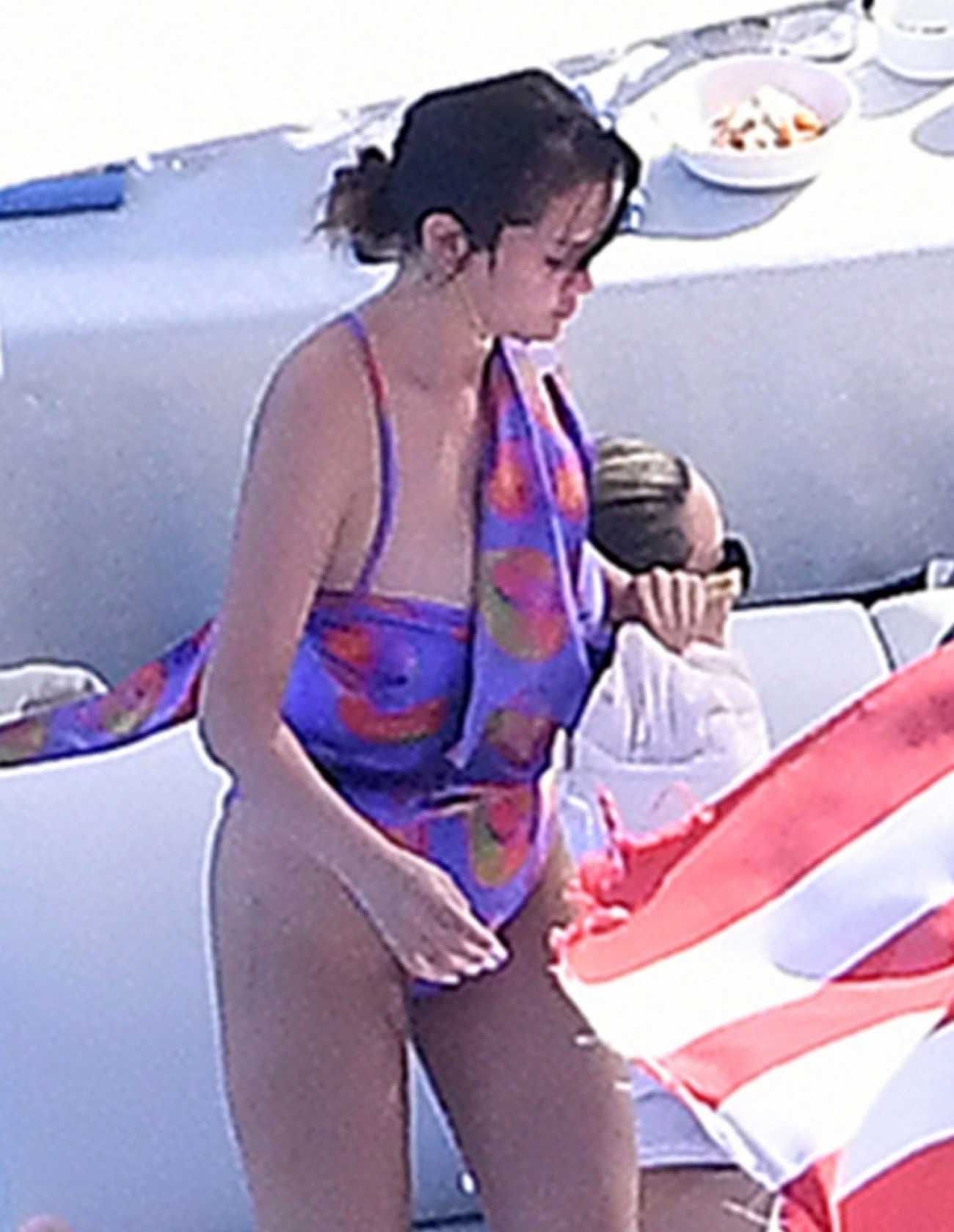 Selena Gomez on a yacht with Andrea Lervolino in Italy on August 4